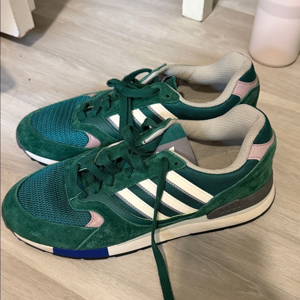Adidas Quesence Green and White Sneakers with Pink size 9